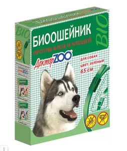 ДОКТОР ЗОО Биоошейник д/собак (65 см) от блох/зеленый (1*6)