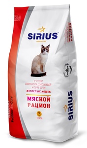 СИРИУС корм д/кошек (10 кг) мясной рацион