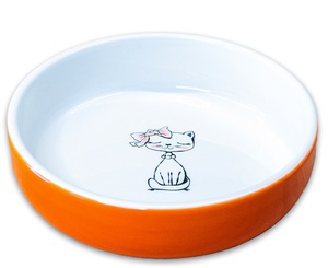 МИСКА керамическая "Кошка с бантиком" оранжевая (0,37л) 5060837 валта