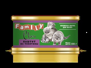 КЛАН Family корм д/кошек конс (100 г) паштет/телятина (1*24)
