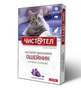 ЧИСТОТЕЛ ошейник д/кошек МАКСИМУМ (4 мес) красный